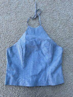 Vintage Danier Women's 8 Genuine Leather Neck Tie Cropped Halter Top Bratz Y2k
